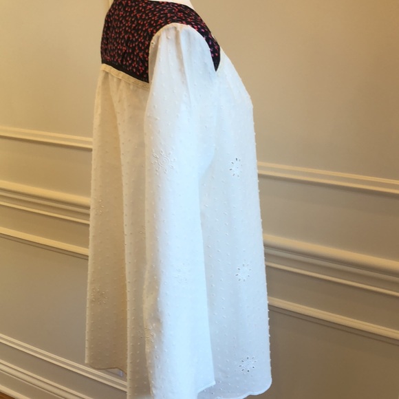 Matilda Jane White Eyelit Top with Black V-Neck - Picture 8 of 10